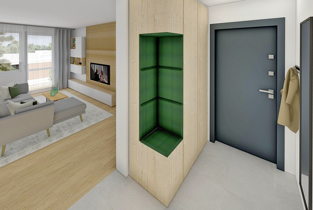 fragment przedpokoju w ekskluzywnym apartamencie na sprzedaż Katowice (okolice)