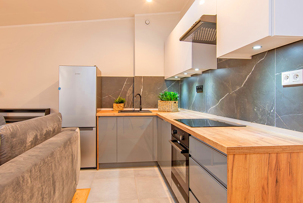 nowoczesny projekt kuchni w luksusowym apartamencie na sprzedaż Poznań