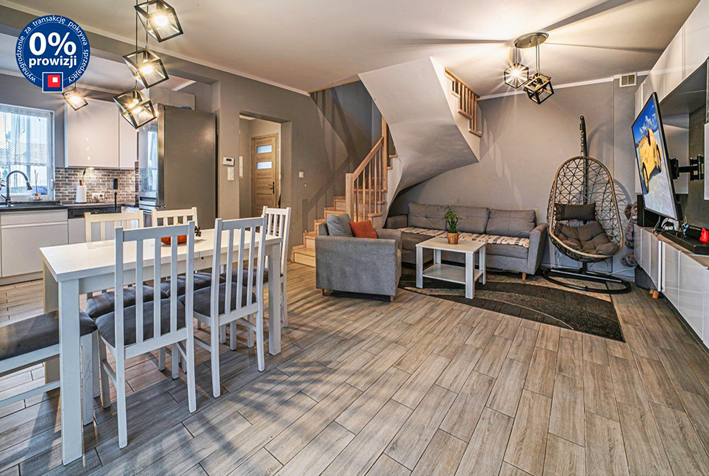 zaaranżowany we współczesnym designie salon w luksusowym apartamencie do sprzedaży Bolesławiec (okolice)