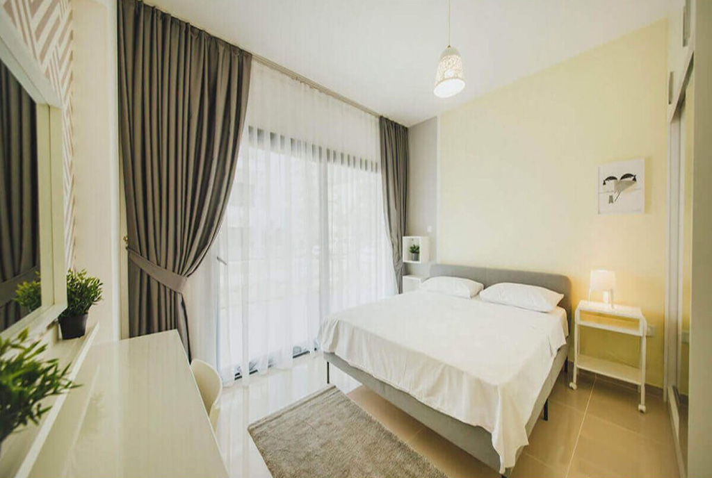 zaciszna sypialnia w ekskluzywnym apartamencie do sprzedaży Cypr (Iskele)