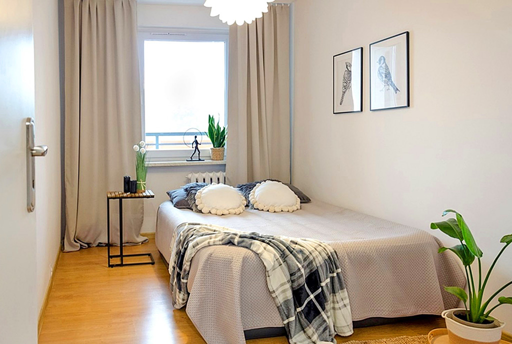 zaciszna sypialnia w luksusowym apartamencie do sprzedaży Katowice (okolice)