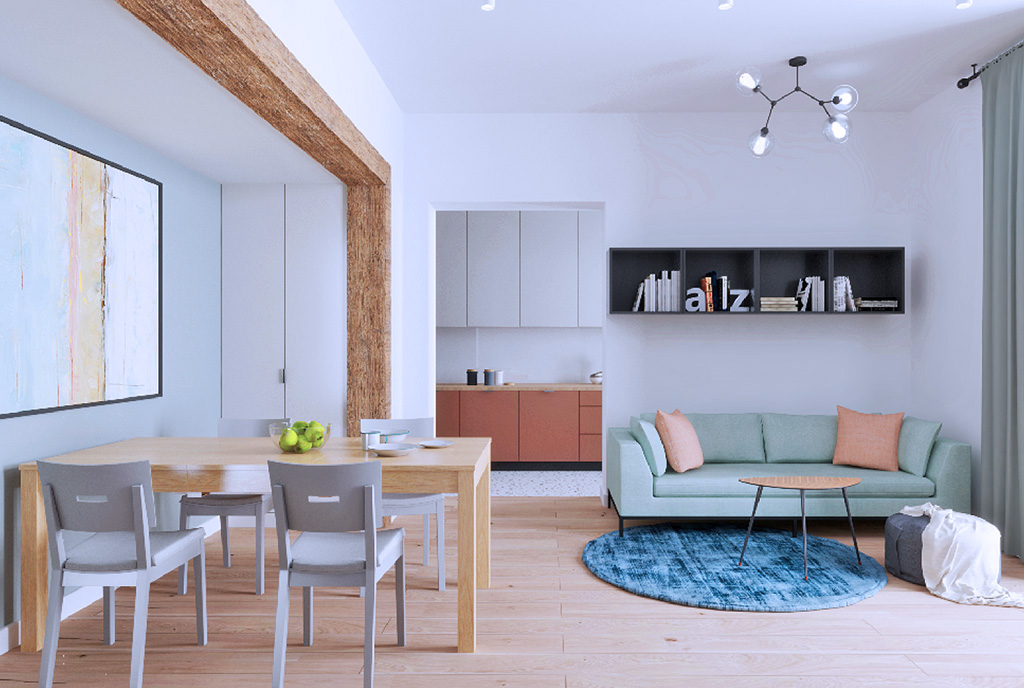 zaaranżowane w nowoczesnym stylu wnętrze luksusowego apartamentu na sprzedaż Katowice (okolice)