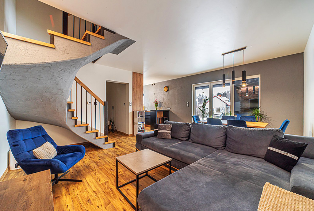 2-poziomowe wnętrze luksusowego apartamentu do wynajmu Bolesławiec (okolice)