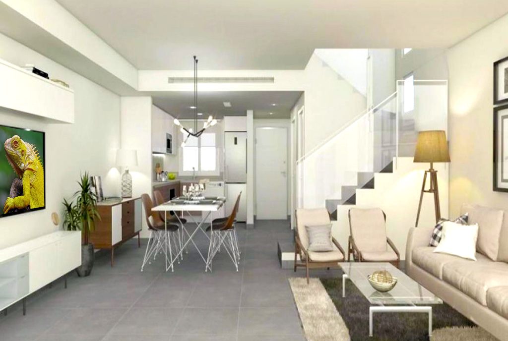 imponujący projekt wnętrza pokoju gościnnego w luksusowej willi na sprzedaż Hiszpania (Elche)