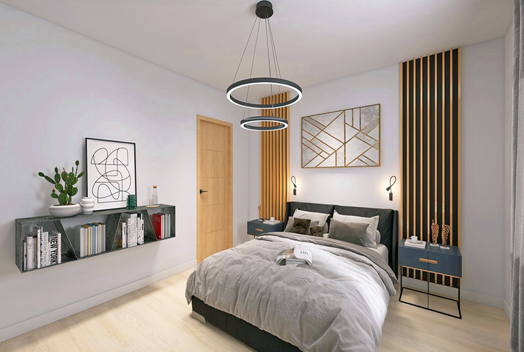elegancka i zaciszna sypialnia w luksusowym apartamencie do sprzedaży Elbląg