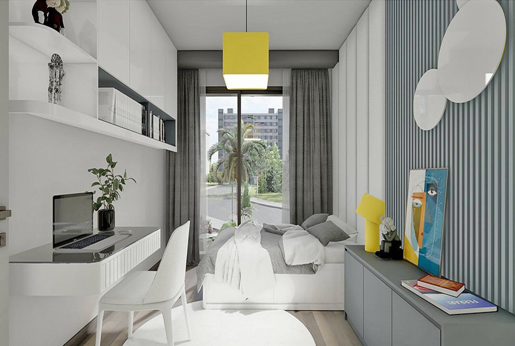 zbliżenie na salon i taras przy ekskluzywnym apartamencie do sprzedaży Cypr (Gazimagusa)