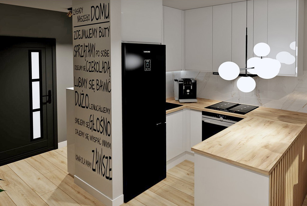 praktyczna zabudowa kuchni w ekskluzywnym apartamencie na sprzedaż Częstochowa (okolice)
