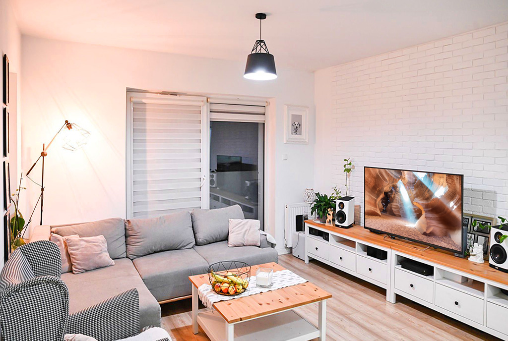 zbliżenie na pokój dzienny w luksusowym apartamencie na sprzedaż Gdańsk