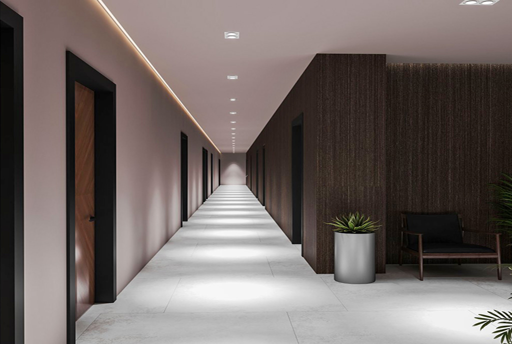 nowoczesny hol prowadzący do luksusowego apartamentu na sprzedaż Gruzja (Batumi)