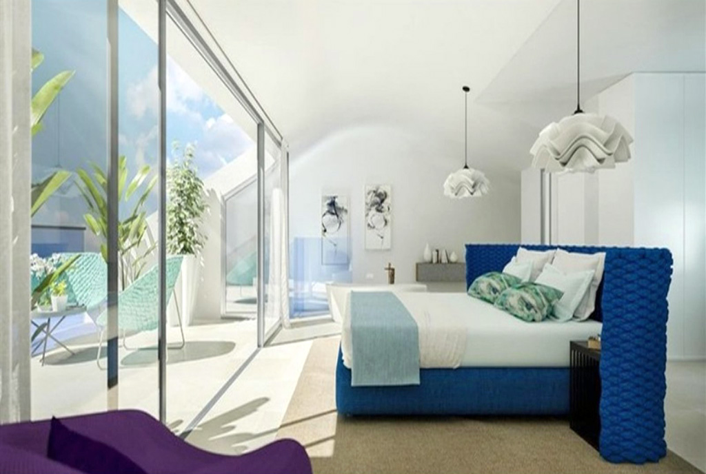 elegancka sypialnia w luksusowym apartamencie do sprzedaży Hiszpania (Benalmadena Pueblo)