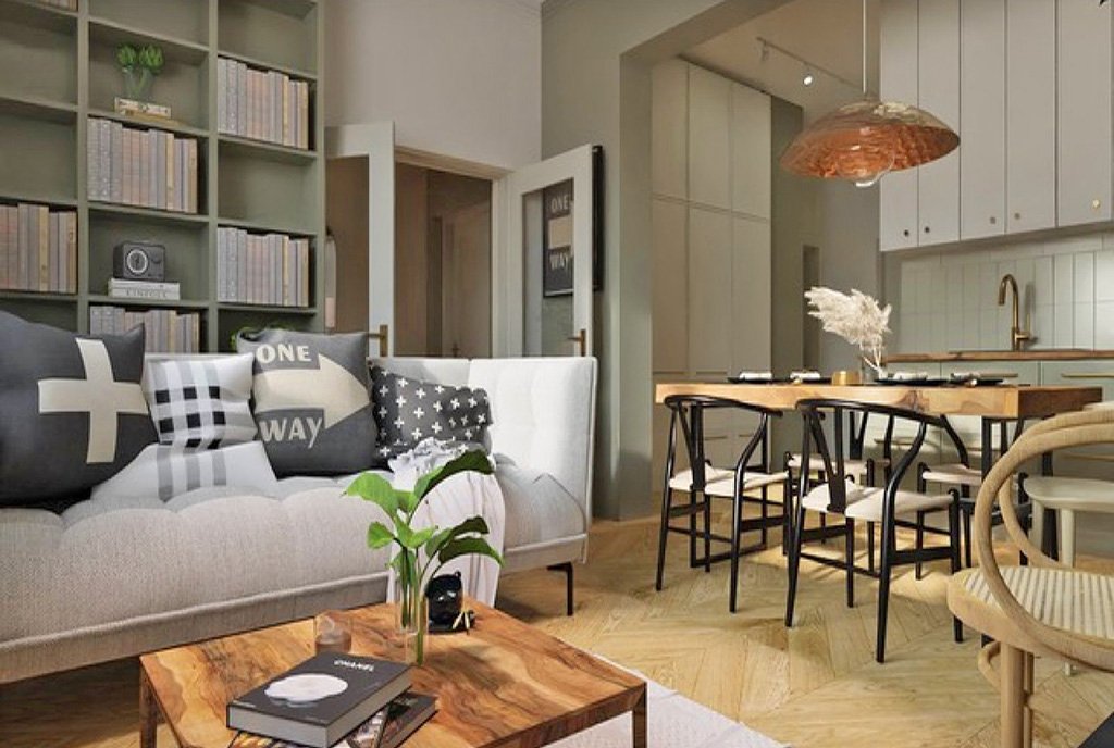 efektownie zaprojektowane wnętrze luksusowego apartamentu na sprzedaż Kołobrzeg