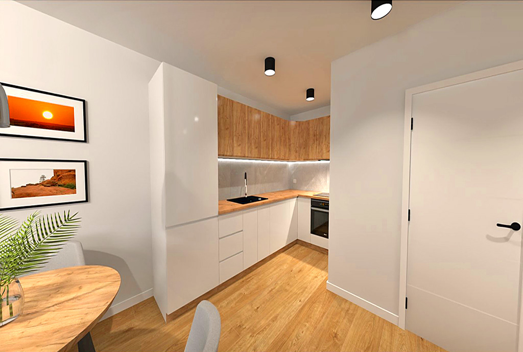praktycznie zaaranżowana kuchnia w luksusowym apartamencie na sprzedaż Elbląg