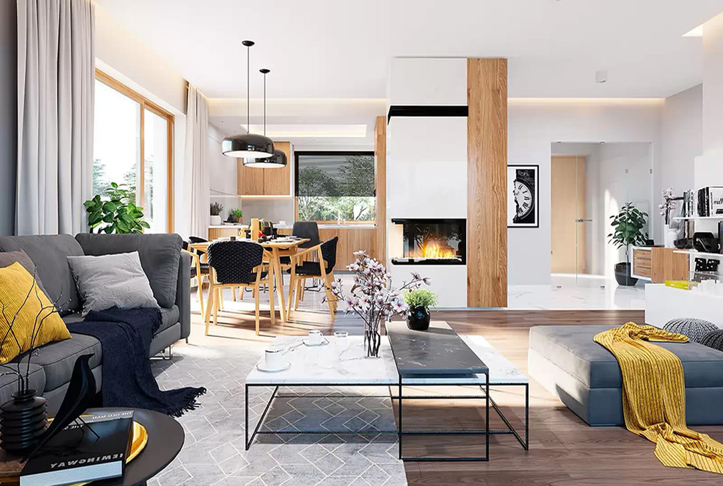 designerski projekt wnętrza pokoju gościnnego ekskluzywnej willi do sprzedaży Zielona Góra (okolice)