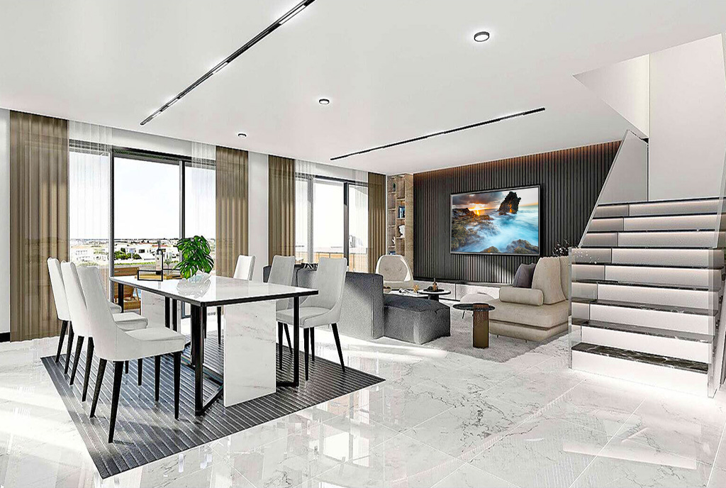 zaprojektowane w nowoczesnym designie wnętrze luksusowej willi do sprzedaży Cypr (Iskele)