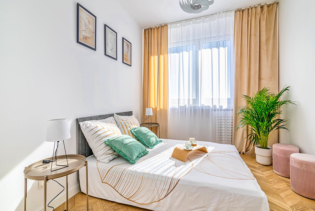 zaciszna sypialnia w ekskluzywnym apartamencie na sprzedaż Gdańsk