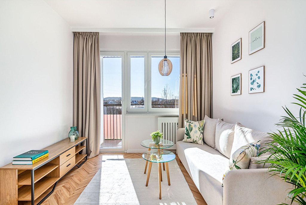 zbliżenie na pokój gościnny w ekskluzywnym apartamencie na sprzedaż Gdańsk