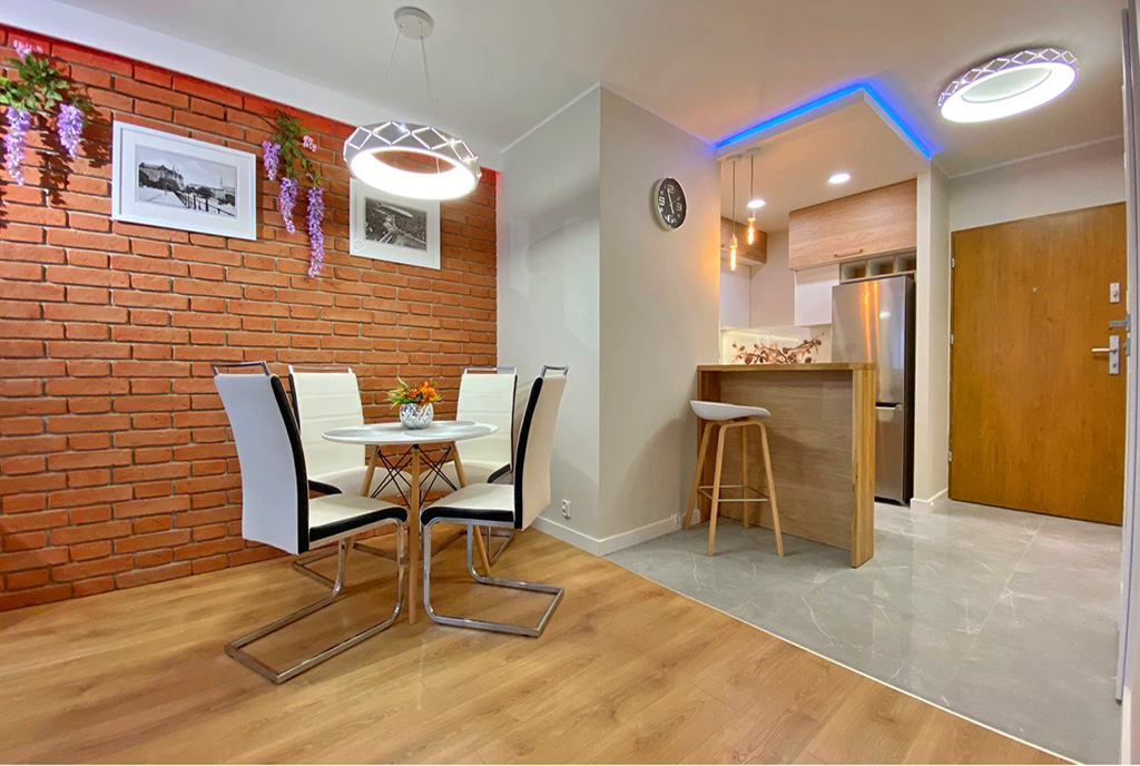 jadalnia oraz aneks kucenny w luksusowym apartamencie do wynajmu Szczecin
