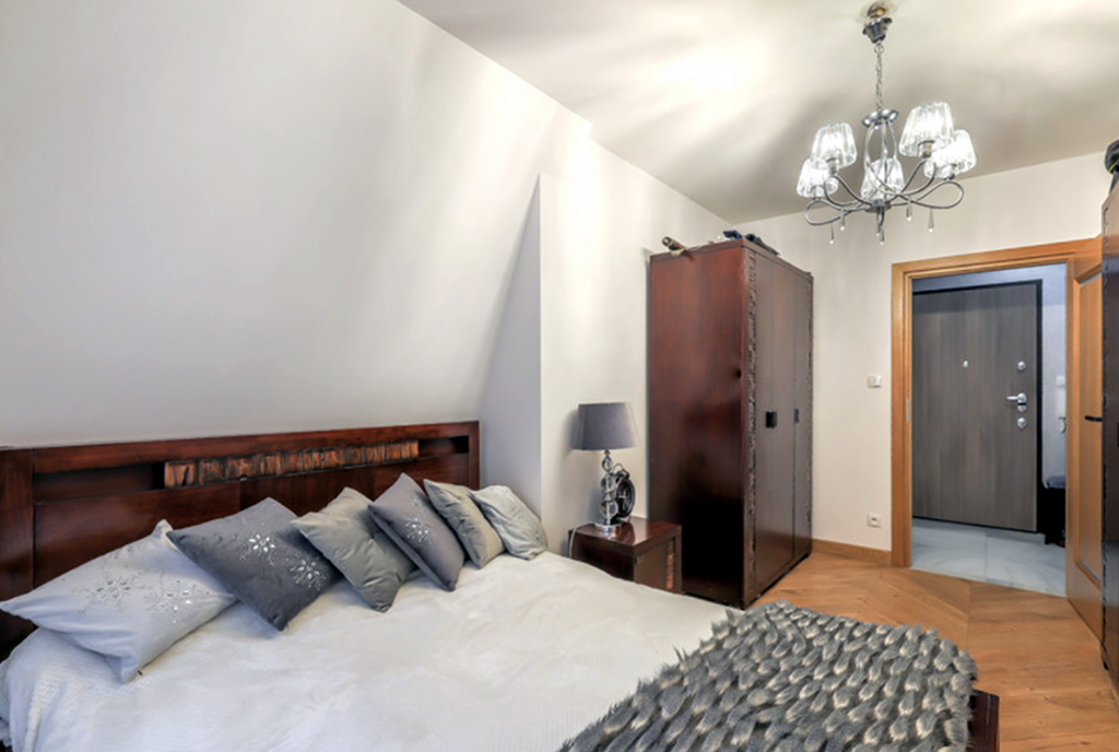 widok na sypialnię w ekskluzywnym apartamencie do sprzedaży Gdańsk