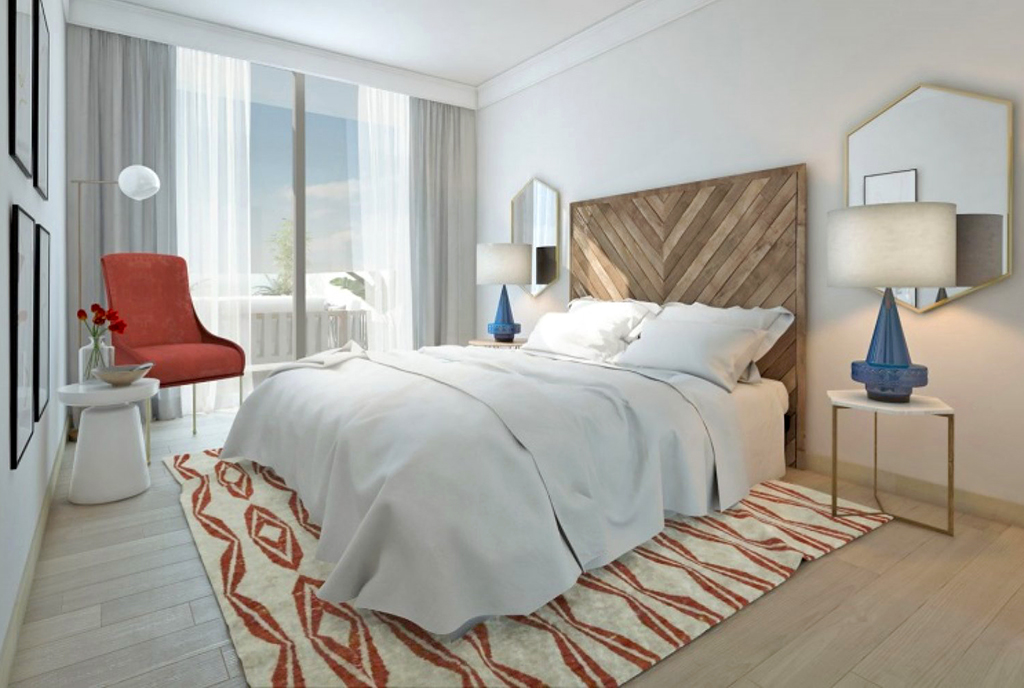 elegancka sypialnia w luksusowym apartamencie na sprzedaż Hiszpania (Mijas Costa)