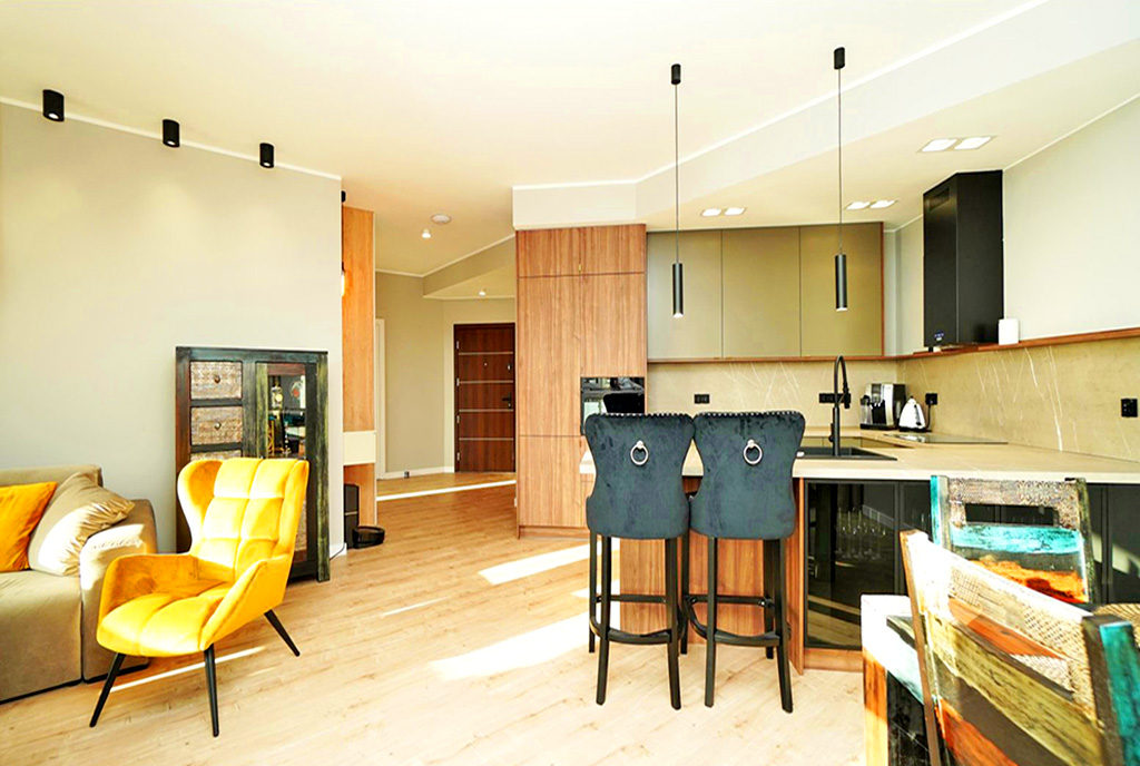 zaaranżowane zgodnie z najnowszymi trendami wnętrze luksusowego apartamentu do sprzedaży Elbląg