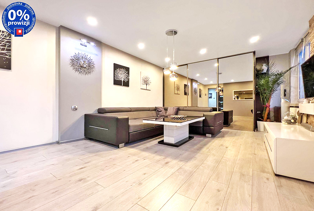 imponujący pokój dzienny w luksusowym apartamencie na sprzedaż Katowice (okolice)