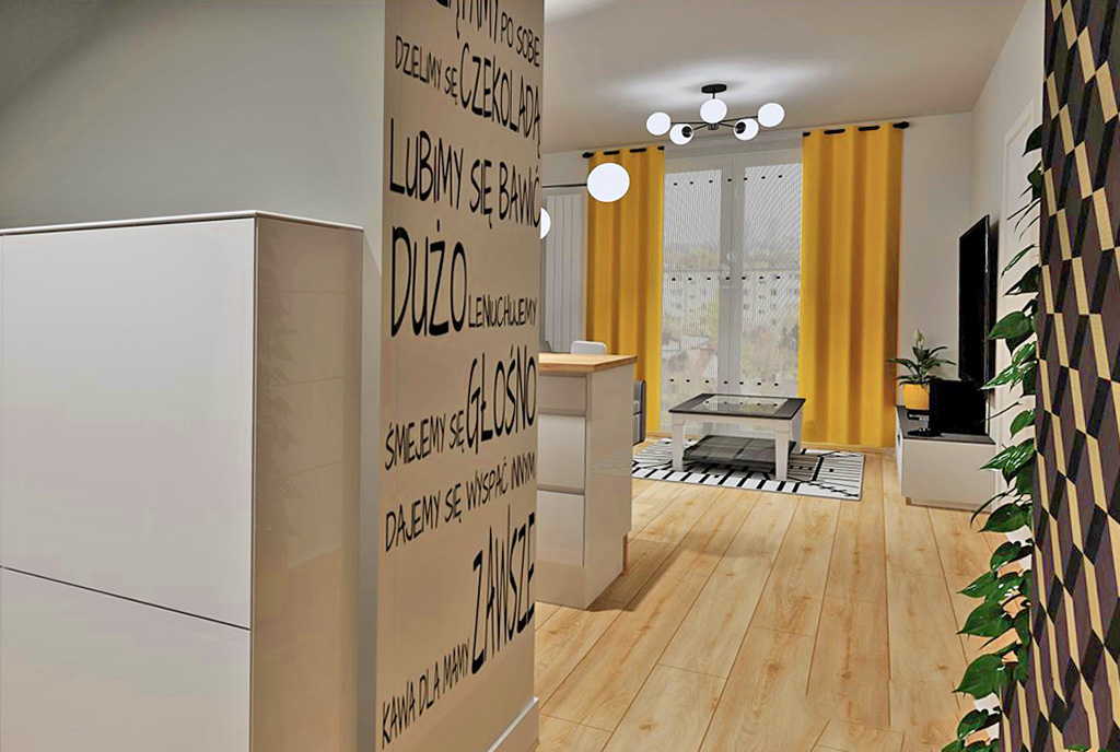 funkcjonalny rozkład pomieszczeń z przedpokoju w luksusowym apartamencie do sprzedaży Piotrów Trybunalski (okolice)