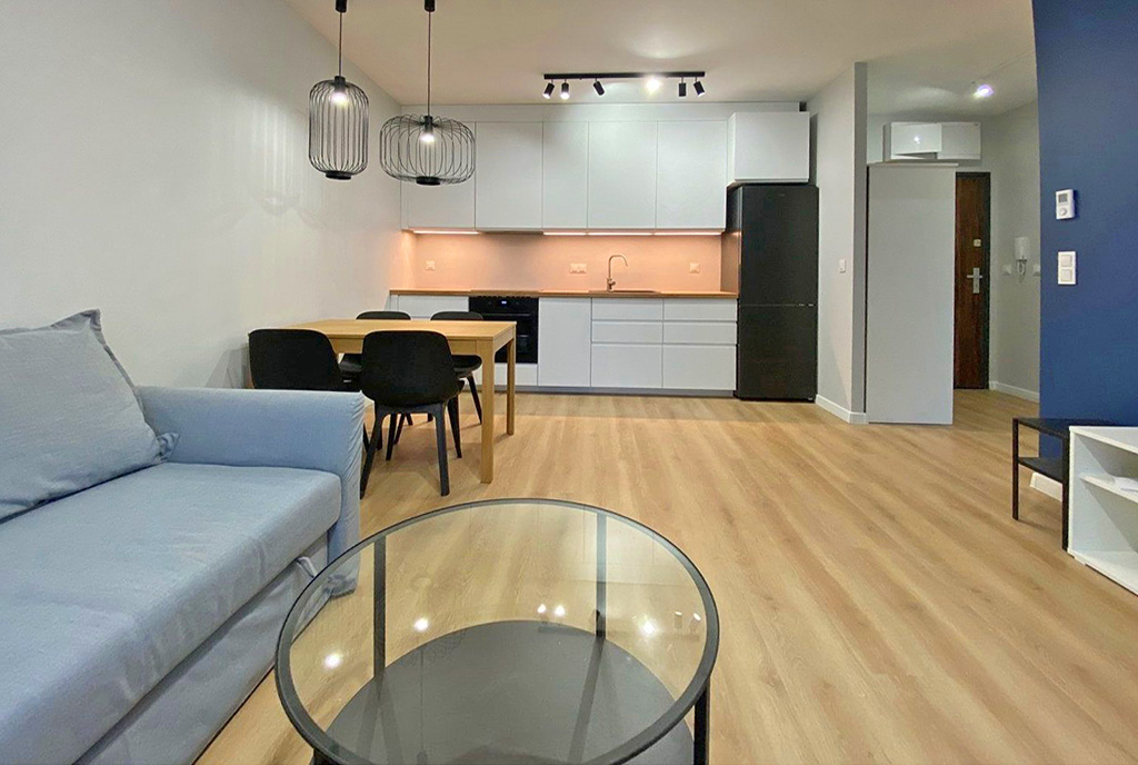 nowoczesny aneks kuchenny w luksusowym apartamencie do wynajmu Szczecin