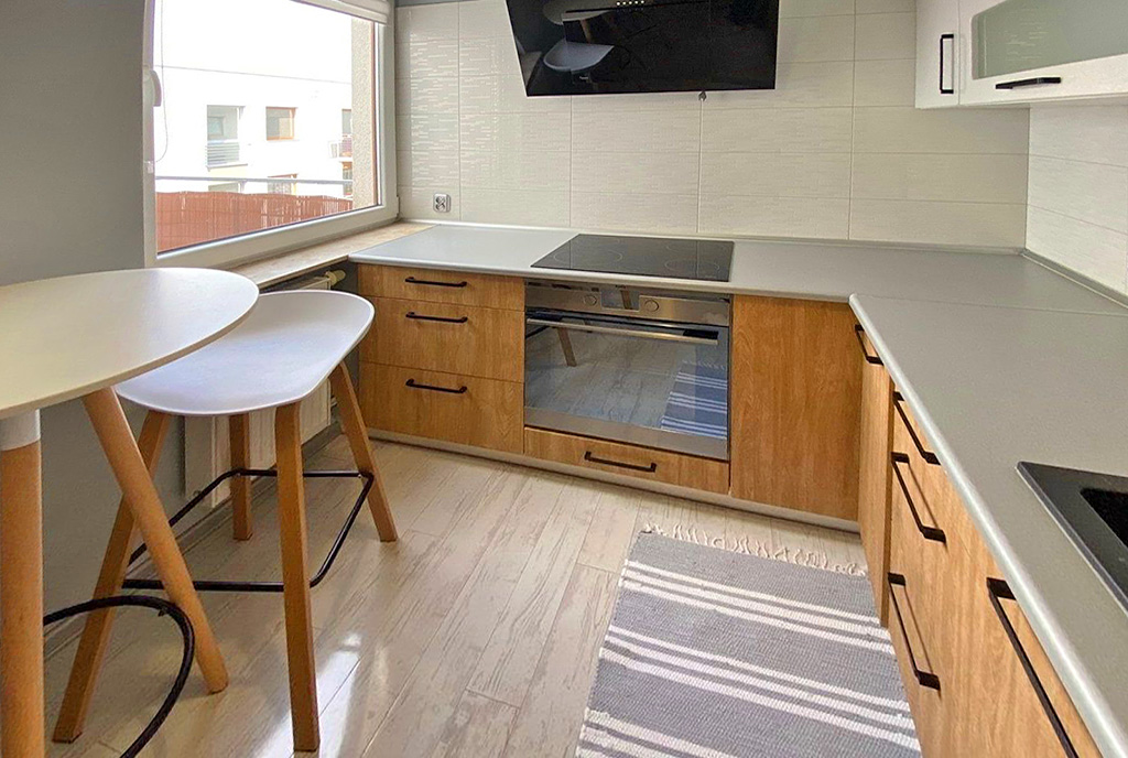 zagospodarowana kuchnia w luksusowym apartamencie na wynajem Szczecin