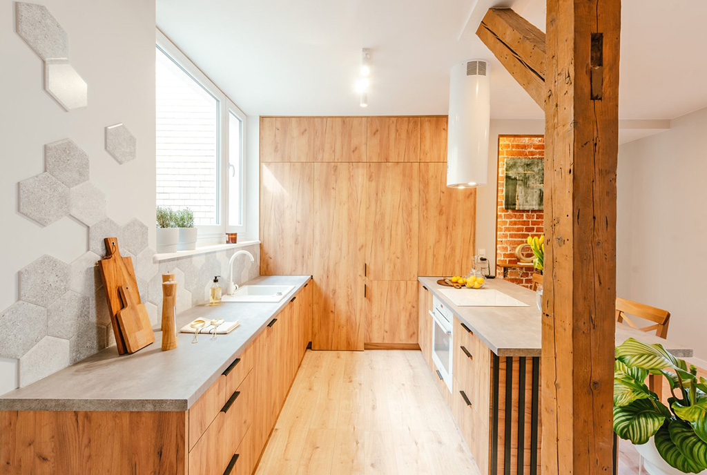 praktycznie zaaranżowana kuchnia w luksusowym apartamencie do wynajmu Wrocław