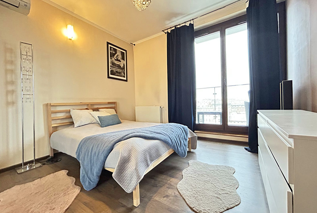 zaciszna sypialnia w luksusoqym apartamencie do wynajmu Wrocław