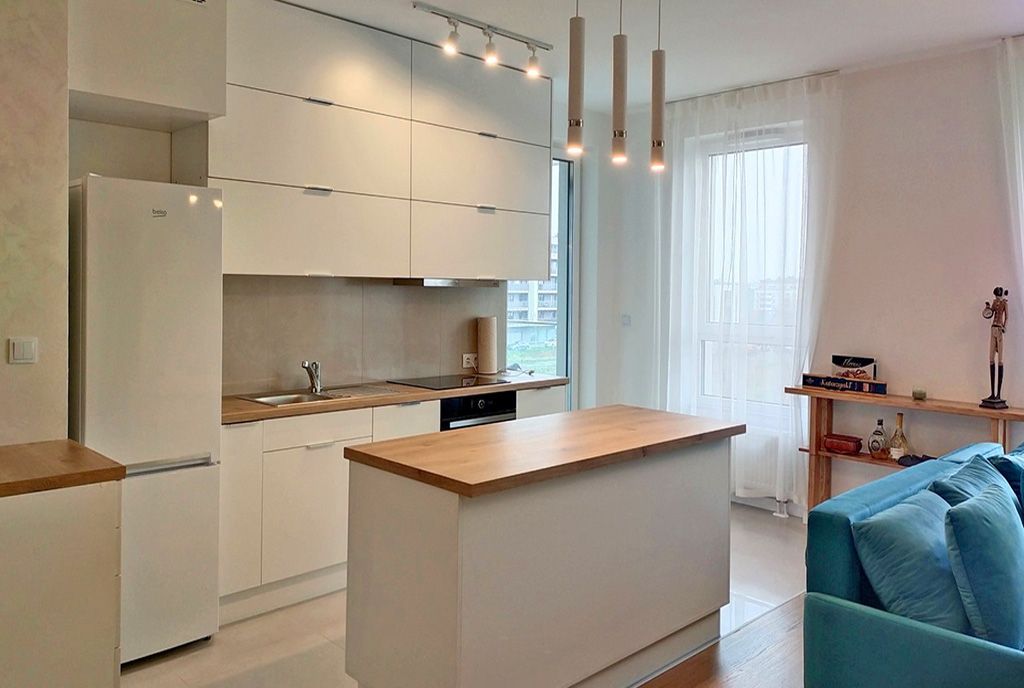 zbliżenie na aneks kuchenny w luksusowym apartamencie do wynajmu Wrocław