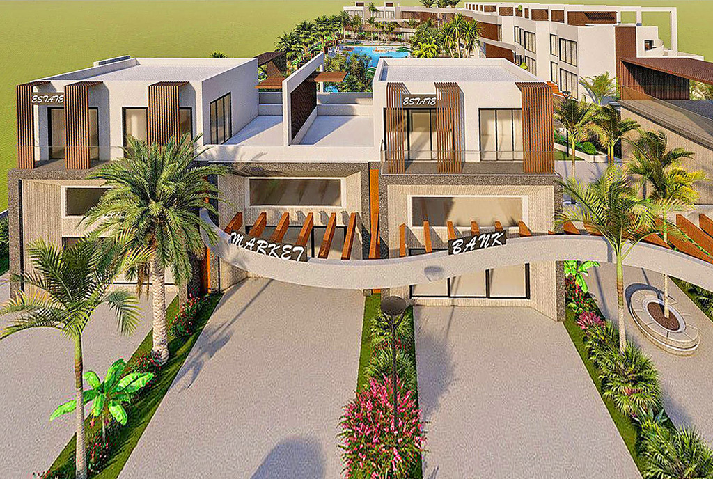 zapierający dech w piersiach wjazd na osiedle prowadzący do luksusowego apartamentu do sprzedaży Cypr (Famagusta)