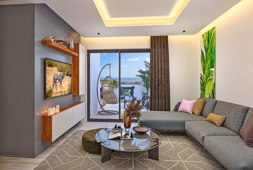 komfortowe salonu w luksusowym apartamencie do sprzedaży Cypr (Iskele)