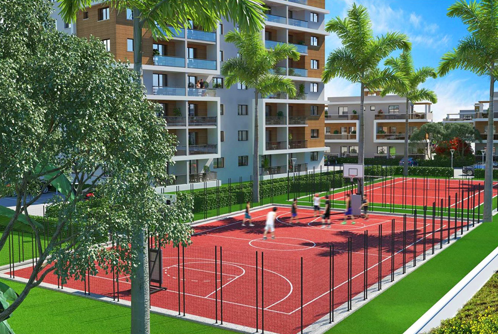 obiekty sportowe znajdujące się w częściach wspólnych osiedla, na którym mieści się luksusowy apartament na sprzedaż Cypr (Iskele)