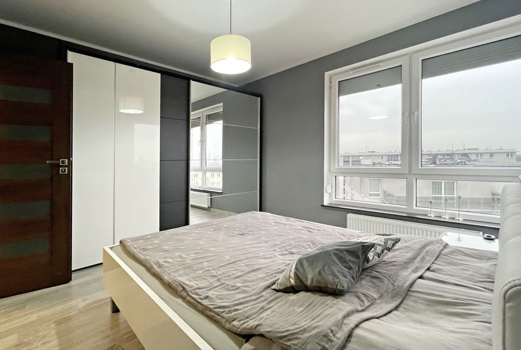 elegancka sypialnia w luksusowym apartamencie do sprzedaży Gorzów Wielkopolski