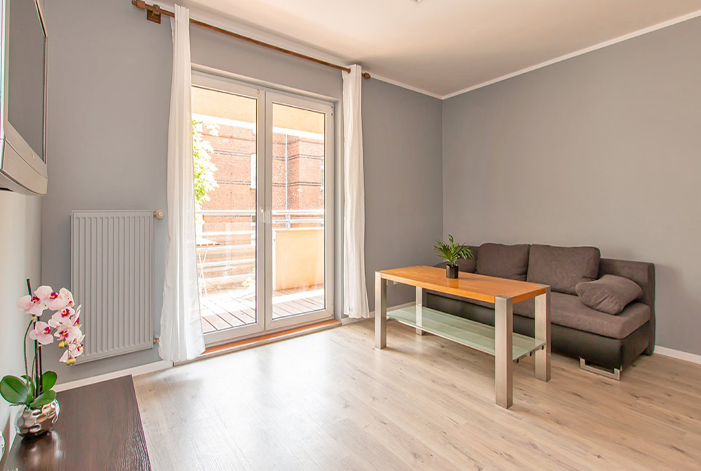 zbliżenie na salon w ekskluzywnym apartamencie na wynajem Poznań