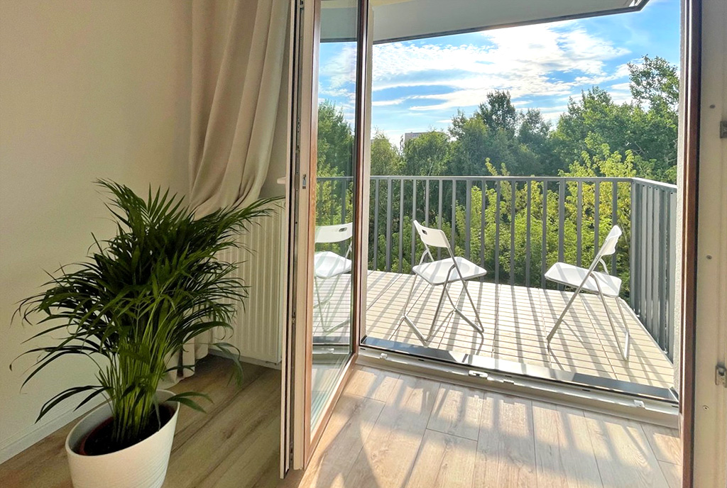 imponujący taras przy luksusowym apartamencie do wynajęcia Szczecin