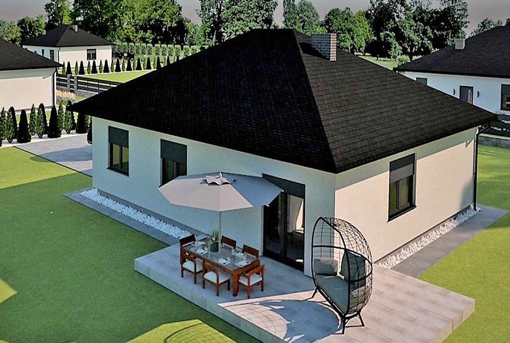 widok z lotu ptaka na bryłę ekskluzywnej willi do sprzedaży Gorzów Wielkopolski (okolice)
