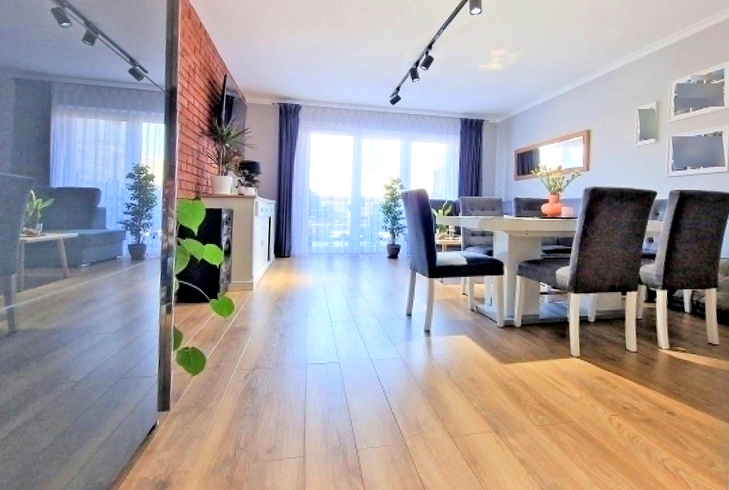 rzut na pokój gościnny w ekskluzywnym apartamencie do sprzedaży Bielsko-Biała (okolice)