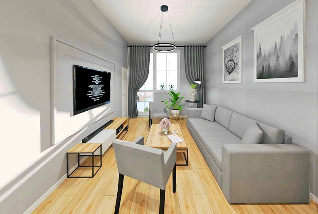druga strona pokoju dziennego w luksusowym apartamencie na sprzedaż Szczecin