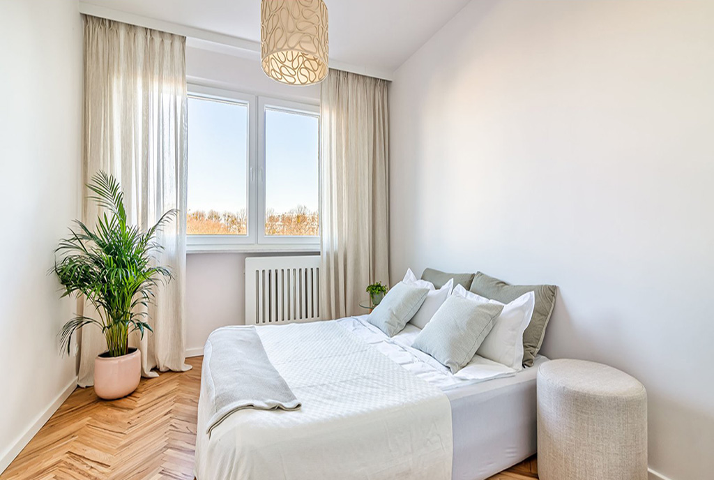 zaciszna sypialnia w ekskluzywnym apartamencie na sprzedaż Gdańsk