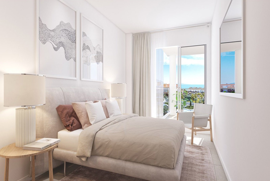 zaciszna sypialnia w ekskluzywnym apartamencie na sprzedaż Hiszpania (Manilva)