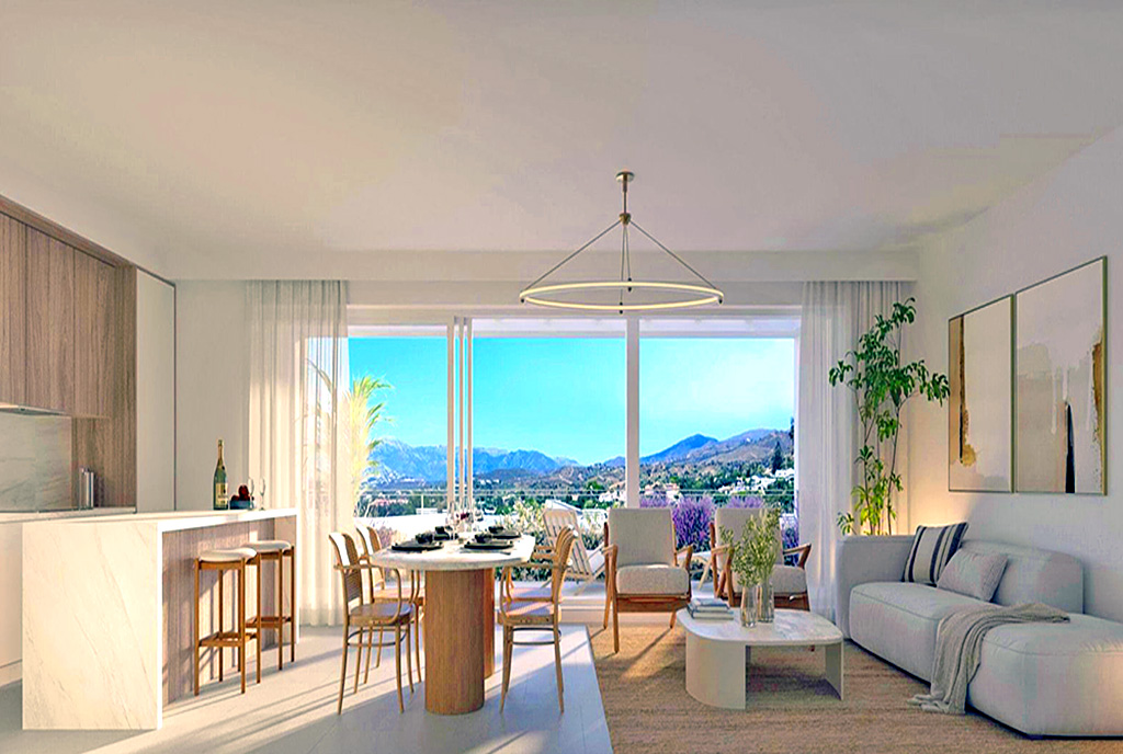 słoneczny salon w luksusowym apartamencie na sprzedaż Hiszpania (Marbella)