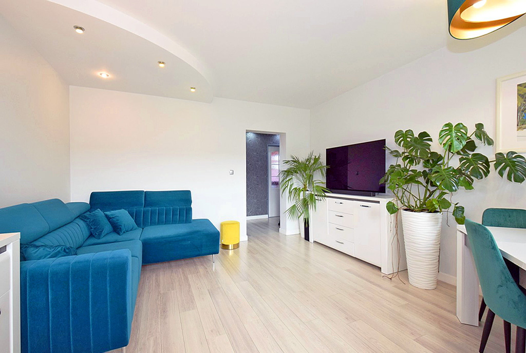 imponujący pokój dzienny w ekskluzywnym apartamencie na sprzedaż Lublin (okolice)