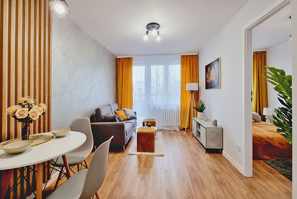 elegancki pokój dzienny w ekskluzywnym apartamencie do sprzedaży Mielec