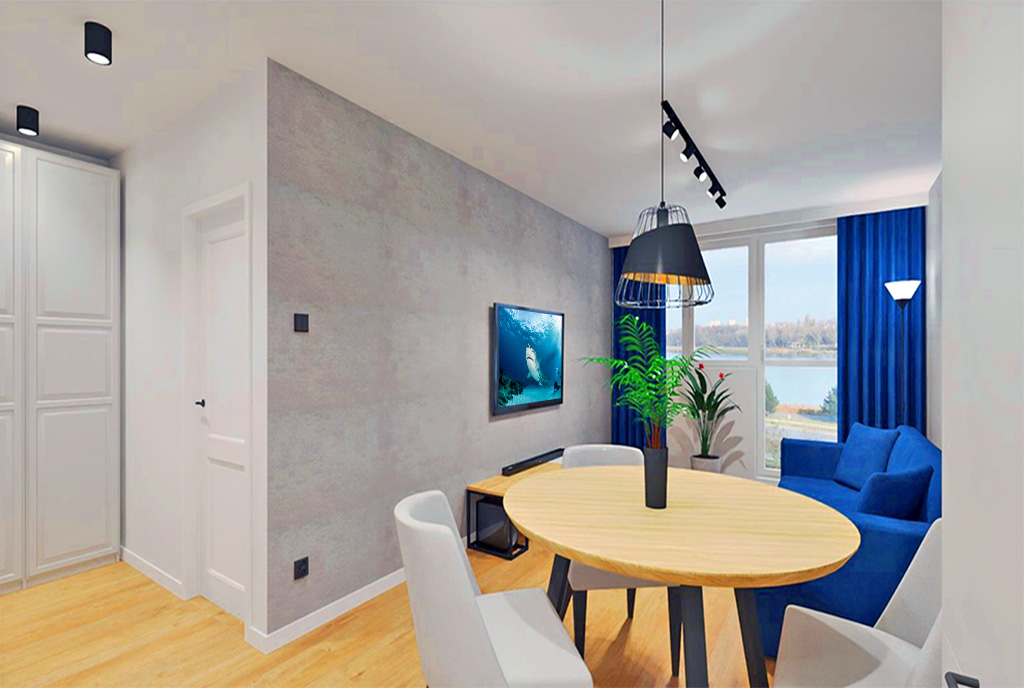 estetycznie zaprojektowany salon w ekskluzywnym apartamencie do sprzedaży Elbląg