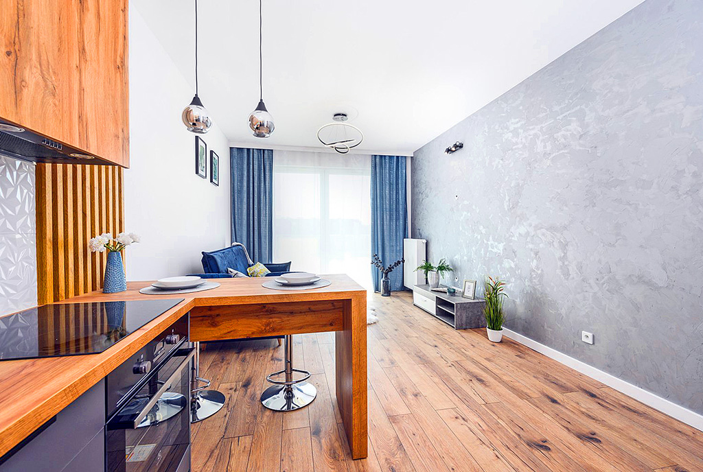 kameralny pokój dzienny w ekskluzywnym apartamencie na sprzedaż Gdańsk
