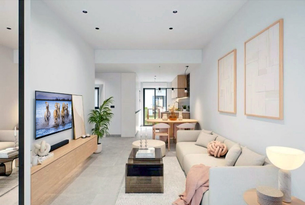 słoneczny salon w ekskluzywnym apartamencie do sprzedaży Hiszpania (Punta Prima, Orihuela Costa)