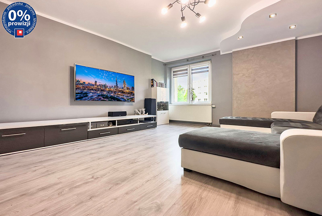 nowoczesny pokój dzienny w ekskluzywnym apartamencie do sprzedaży Katowice (okolice)