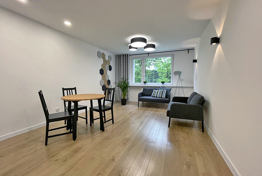 zaprojektowane w nowoczesnym stylu wnętrze ekskluzywnego apartamentu na sprzedaż Katowice (okolice)